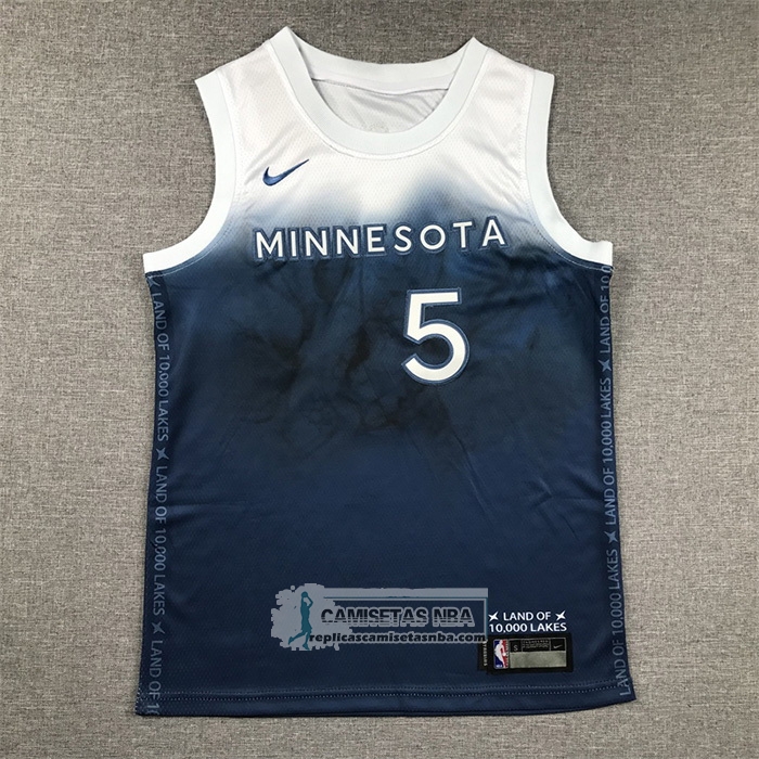 Camiseta Nino Minnesota Timberwolves Anthony Edwards NO 5 Ciudad 2023-24 Azul